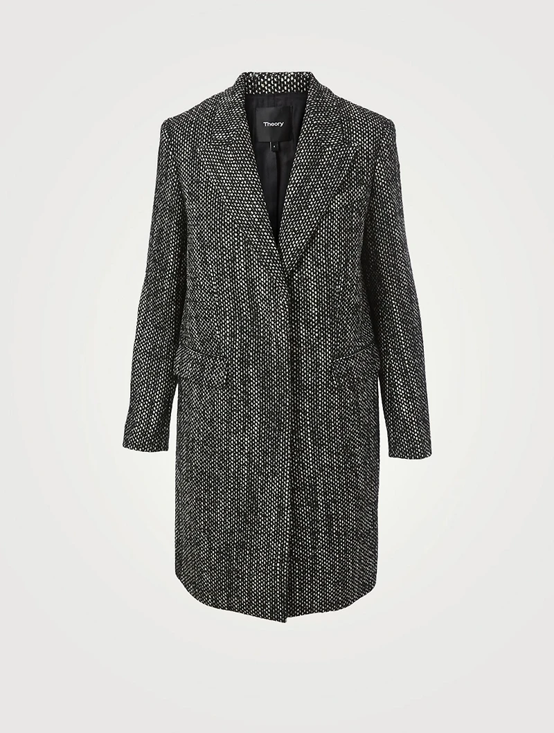 Pressed Tweed Midi Coat