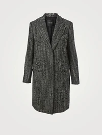 Pressed Tweed Midi Coat