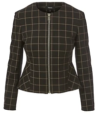 Peplum Jacket Grid Print