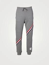 Cotton Sweatpants With Diagonal Intarsia Stripe