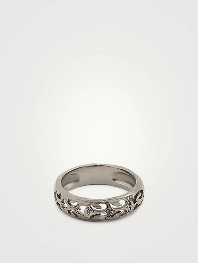 Warrior 18K Black Gold Slim Ring With Black Diamonds