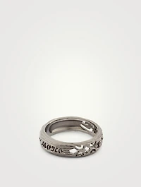 Warrior 18K Black Gold Slim Ring With Black Diamonds