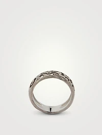 Warrior 18K Black Gold Slim Ring With Black Diamonds