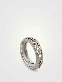 Warrior 18K Black Gold Slim Ring With Black Diamonds