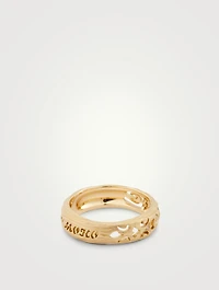 Warrior 18K Gold Slim Ring With Champagne Diamonds