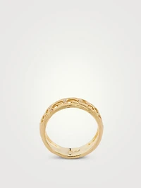 Warrior 18K Gold Slim Ring With Champagne Diamonds