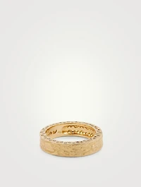Manawa 18K Textured Gold Ring With Champagne Diamonds