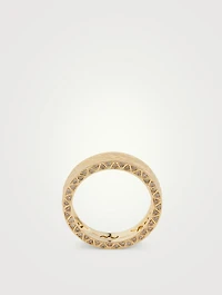 Manawa 18K Textured Gold Ring With Champagne Diamonds