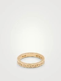 Manawa 18K Textured Gold Thin Ring With Champagne Diamonds