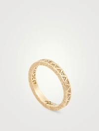 Manawa 18K Textured Gold Thin Ring With Champagne Diamonds