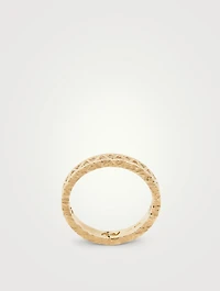 Manawa 18K Textured Gold Thin Ring With Champagne Diamonds