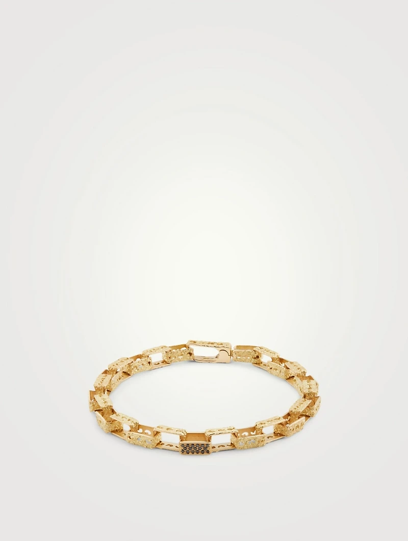 Warrior 18K Gold Sharp Bracelet With Black Diamonds