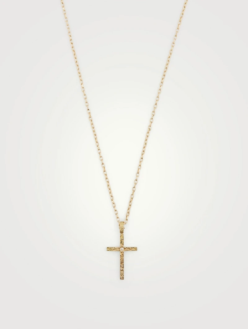 The Cross 18K Gold Pendant Necklace With Champagne Diamond Centre