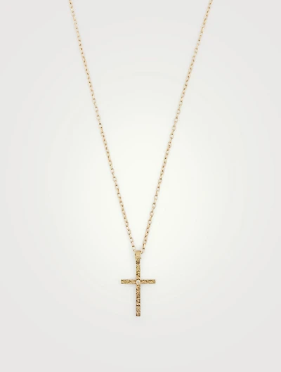 The Cross 18K Gold Pendant Necklace With Champagne Diamond Centre