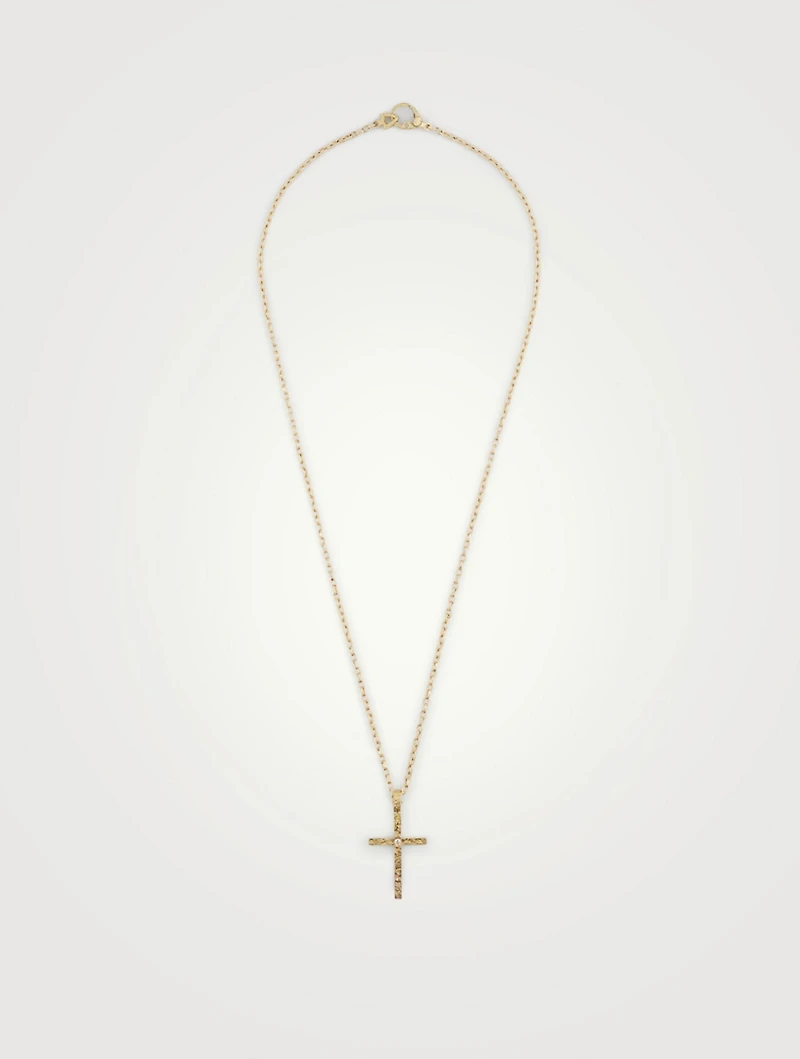 The Cross 18K Gold Pendant Necklace With Champagne Diamond Centre