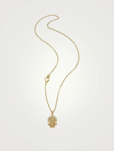 Askari Mask 18K Gold Pendant Necklace With Champagne Diamonds