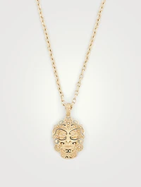 Askari Mask 18K Gold Pendant Necklace With Champagne Diamonds