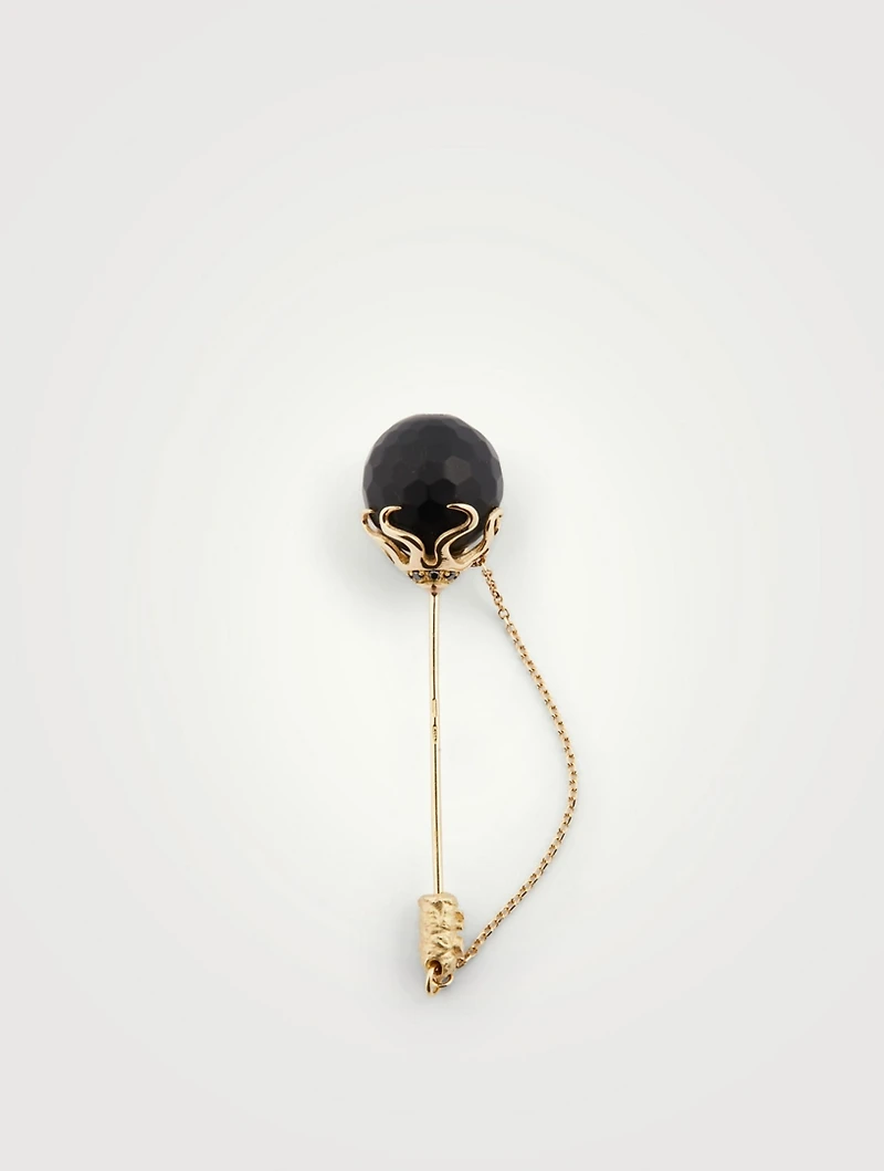 Konga Flame Lapel Pin With Onyx And Diamonds