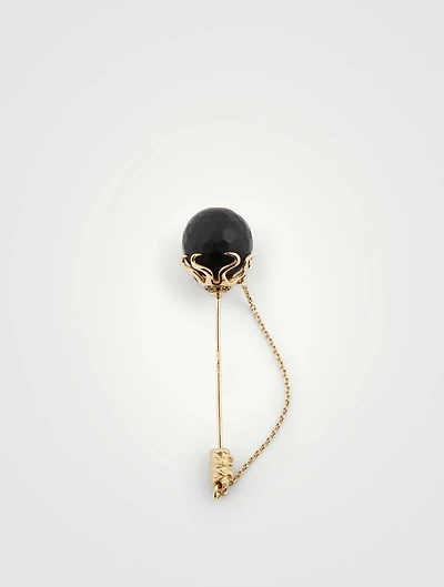 Konga Flame Lapel Pin With Onyx And Diamonds