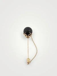Konga Flame Lapel Pin With Onyx And Diamonds