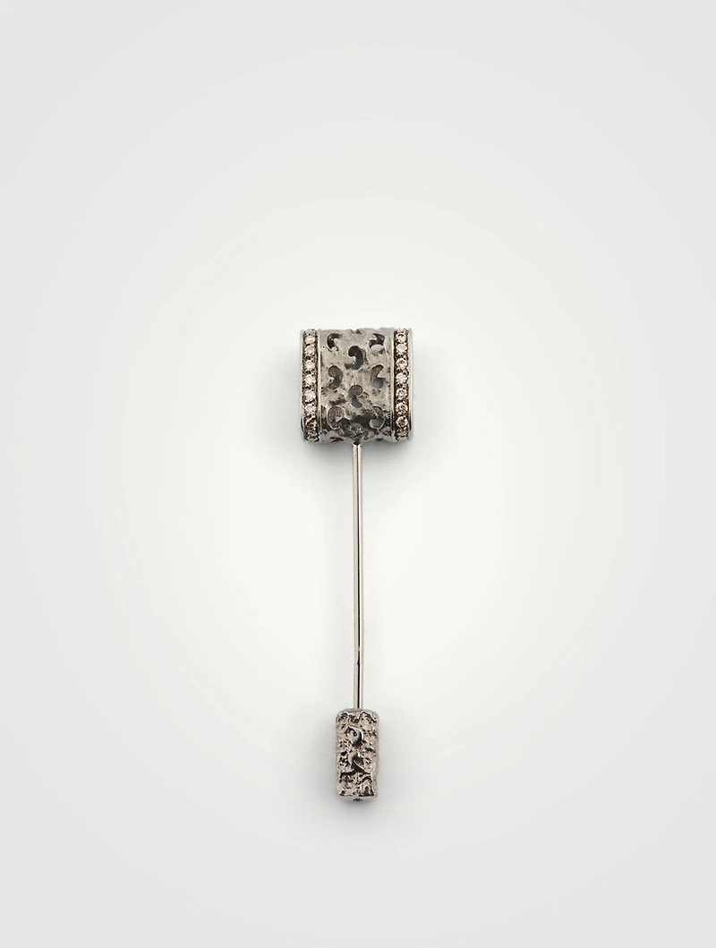 Konga 18K Gold Hammer Lapel Pin With Champagne Diamonds