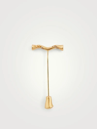 Koiwi 18K Gold Flowing Lapel Pin With Champagne Diamonds