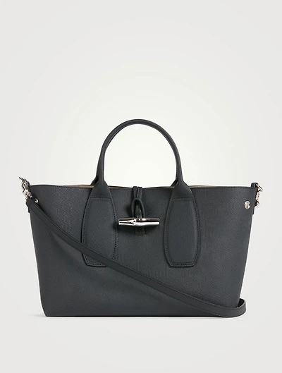 Medium Roseau Leather Top Handle Bag