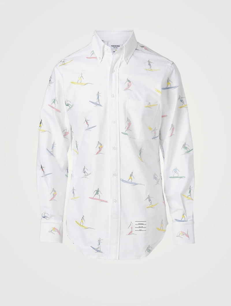 Oxford Shirt With Surfer Icon Embroidery