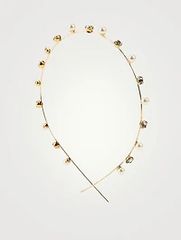 Ines Skinny Headband With Faux Pearl And Crystals
