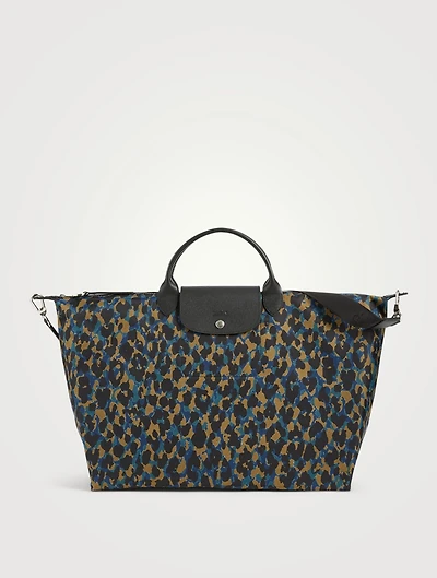 Large Le Pliage Panthere Travel Bag In Leopard Print