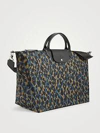 Large Le Pliage Panthere Travel Bag In Leopard Print
