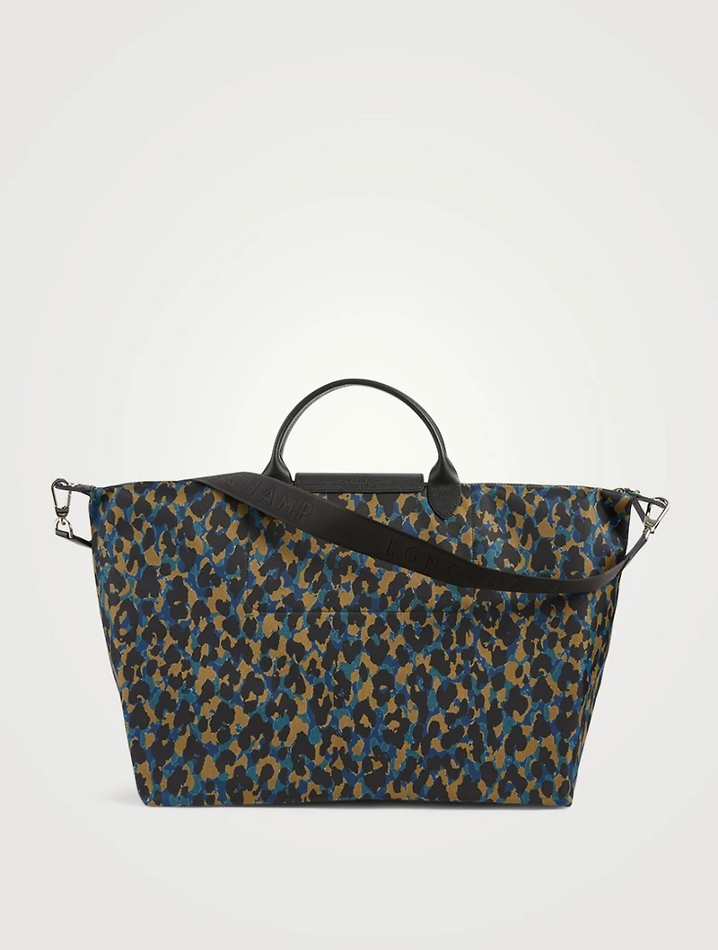 Large Le Pliage Panthere Travel Bag In Leopard Print