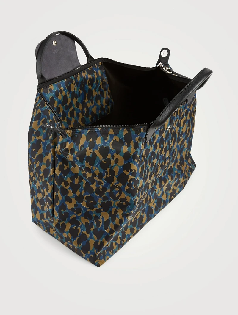 Large Le Pliage Panthere Travel Bag In Leopard Print