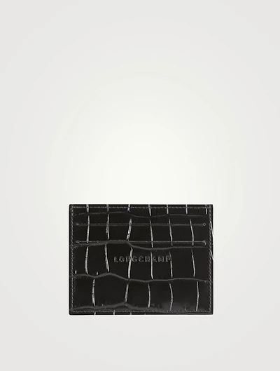 Le Pliage Croc-Embossed Leather Card Holder