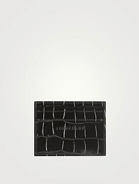 Le Pliage Croc-Embossed Leather Card Holder