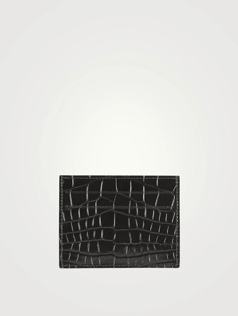 Le Pliage Croc-Embossed Leather Card Holder