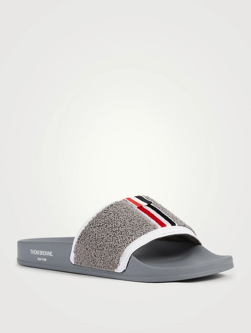 Terry Cotton And Rubber Slide Sandals