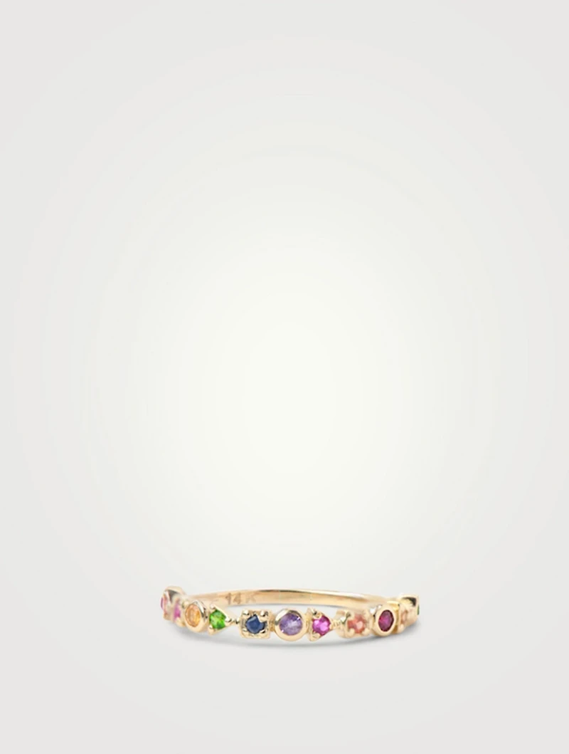Cléo Gold Geometric Stackable Ring With Multicolour Stones