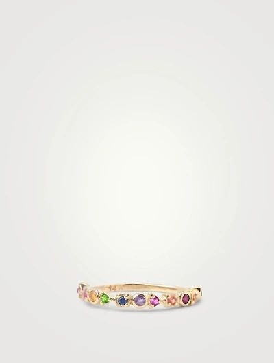 Cléo Gold Geometric Stackable Ring With Multicolour Stones