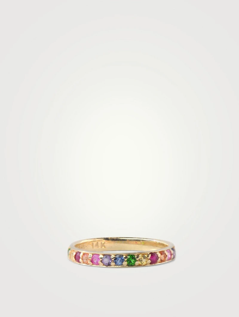 Cléo Gold Geometric Half Eternity Ring With Multicolour Stones