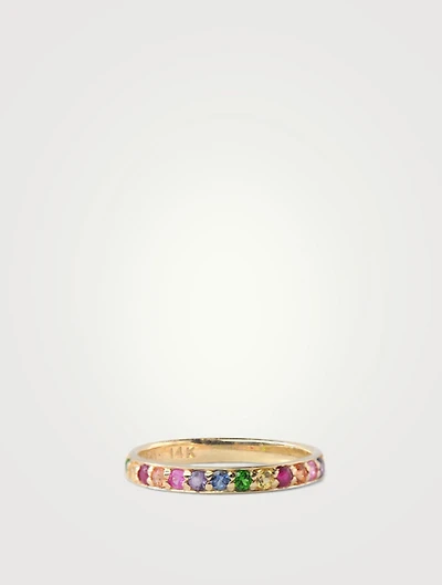 Cléo Gold Geometric Half Eternity Ring With Multicolour Stones