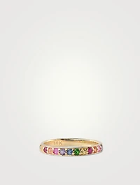 Cléo Gold Geometric Half Eternity Ring With Multicolour Stones