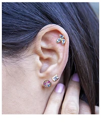 Round Cléo Gold Stud Earrings With Multicolour Stones