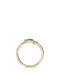 Cléo Gold Baguette Stackable Ring With Emerald And Diamond