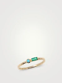 Cléo Gold Stackable Ring With Emerald And Turquoise