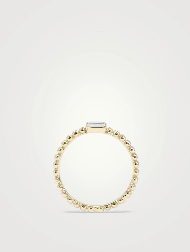 Dew Drop Baguette Stackable Ring With White Topaz