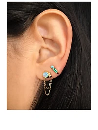 Cléo Gold Stud Earrings With Emerald And Turquoise