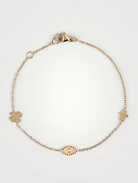Dew Drop 14K Gold Good Luck Charm Bracelet With Diamond