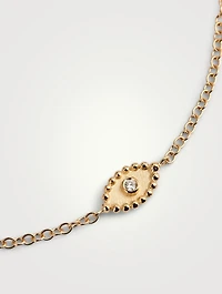 Dew Drop 14K Gold Good Luck Charm Bracelet With Diamond