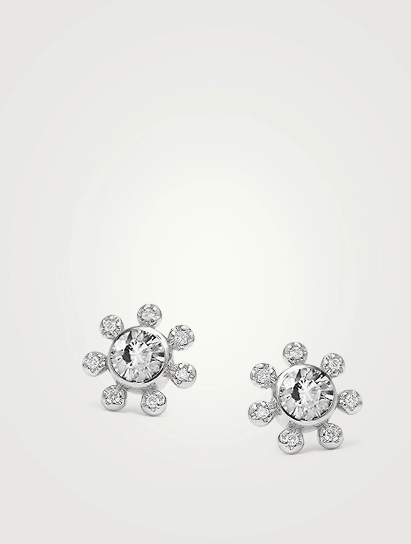 Dew Drop Étoile Silver Stud Earrings With White Topaz And White Sapphire